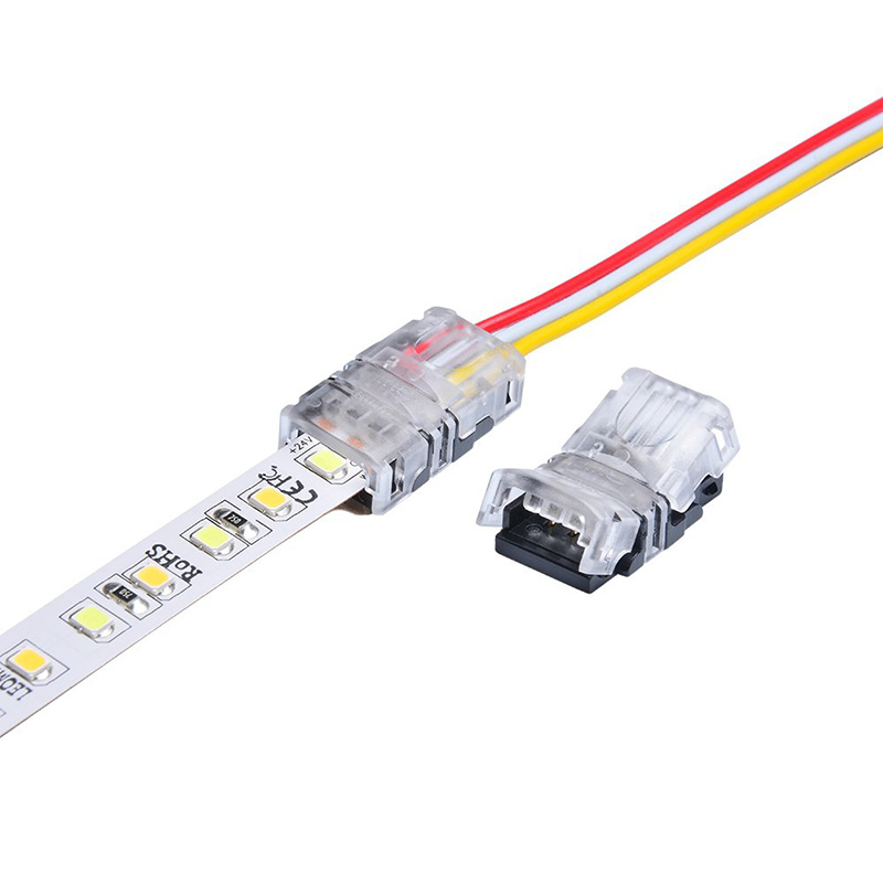 3 Pin LED Strip Connector 10mm With 1.64ft Extension Wire UL Listed 22 Gauge 3 Conductor, DIY Both Strip to Power Lead and Strip to Strip Jumper, Waterproof Optional